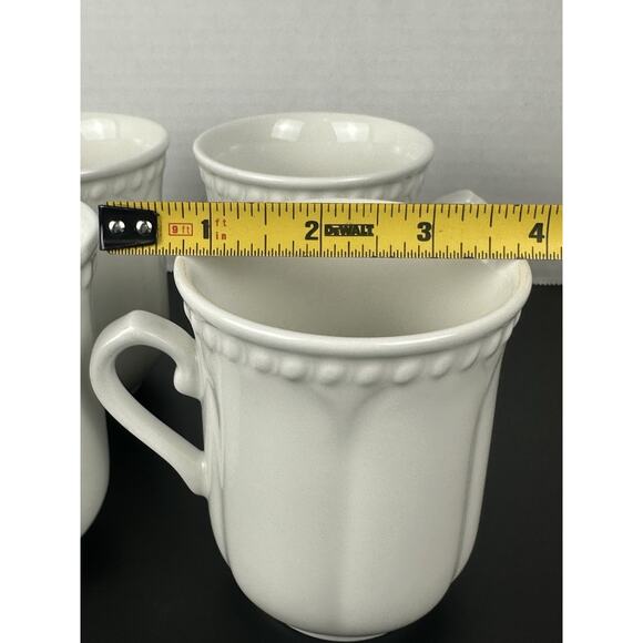 Churchill England White Coffee Mugs Fine China W/ Embossed Arch Design Set Of 4 - Picture 5 of 5